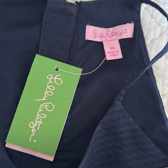 NWT Lilly Pulitzer Annabelle True Navy Gold Lace Stripe Shift Dress Size 00 - Picture 13 of 16